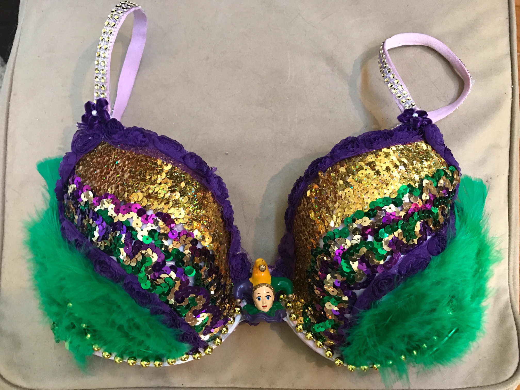 Mardi Gras beed decorated bra size 38D NEW